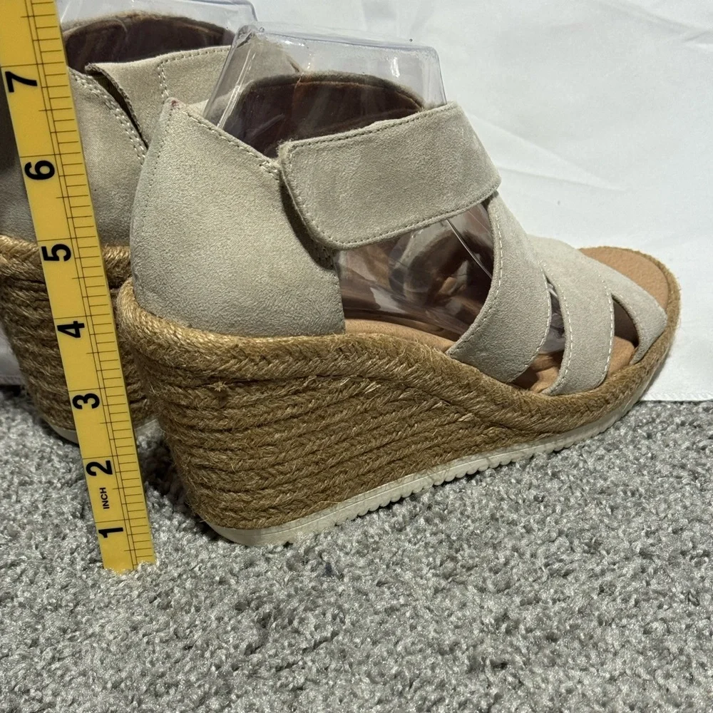 NWT Dr. Scholl's Sandals Visitors Platform Espadrille Open Toe Wedge Tan Size 9 - Picture 5 of 11